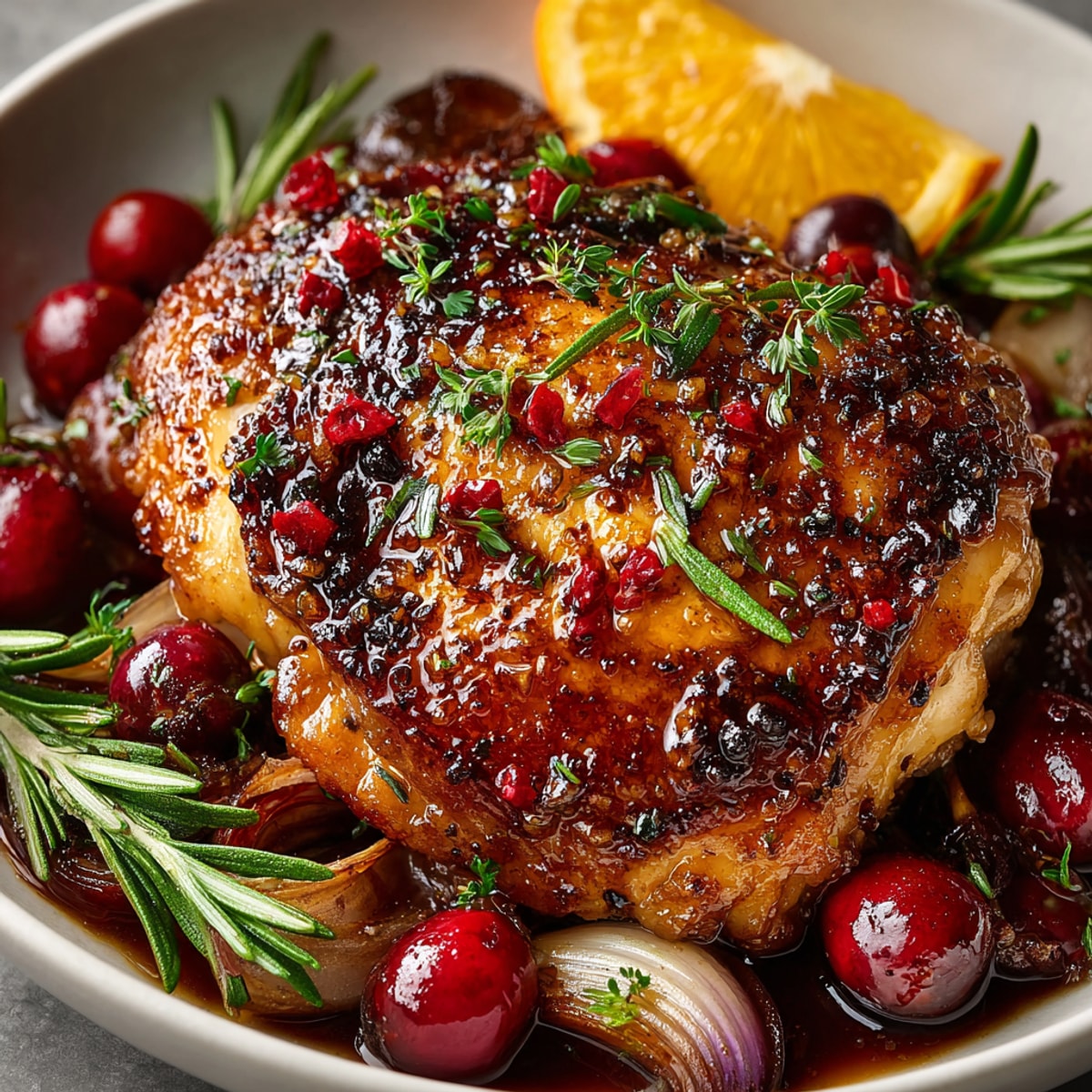 Golden-brown Cherry-Coded Holiday Cranberry Chicken Sheet Pan, brimming over with juicy chicken and glistening cranberries.