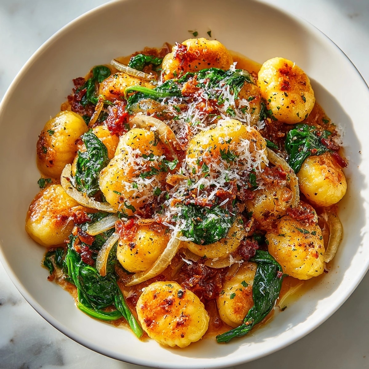 One-Pot Creamy Tomato Gnocchi with Spinach, a flavorful, easy Italian-inspired one-pot dinner.