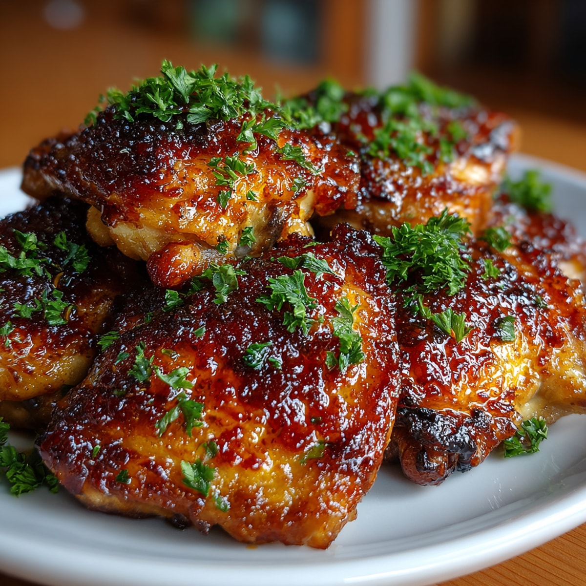 Golden-brown Rebel Float Cola-Glazed Chicken Skillet, a savory main course with a sticky, cola-infused glaze and herbs.