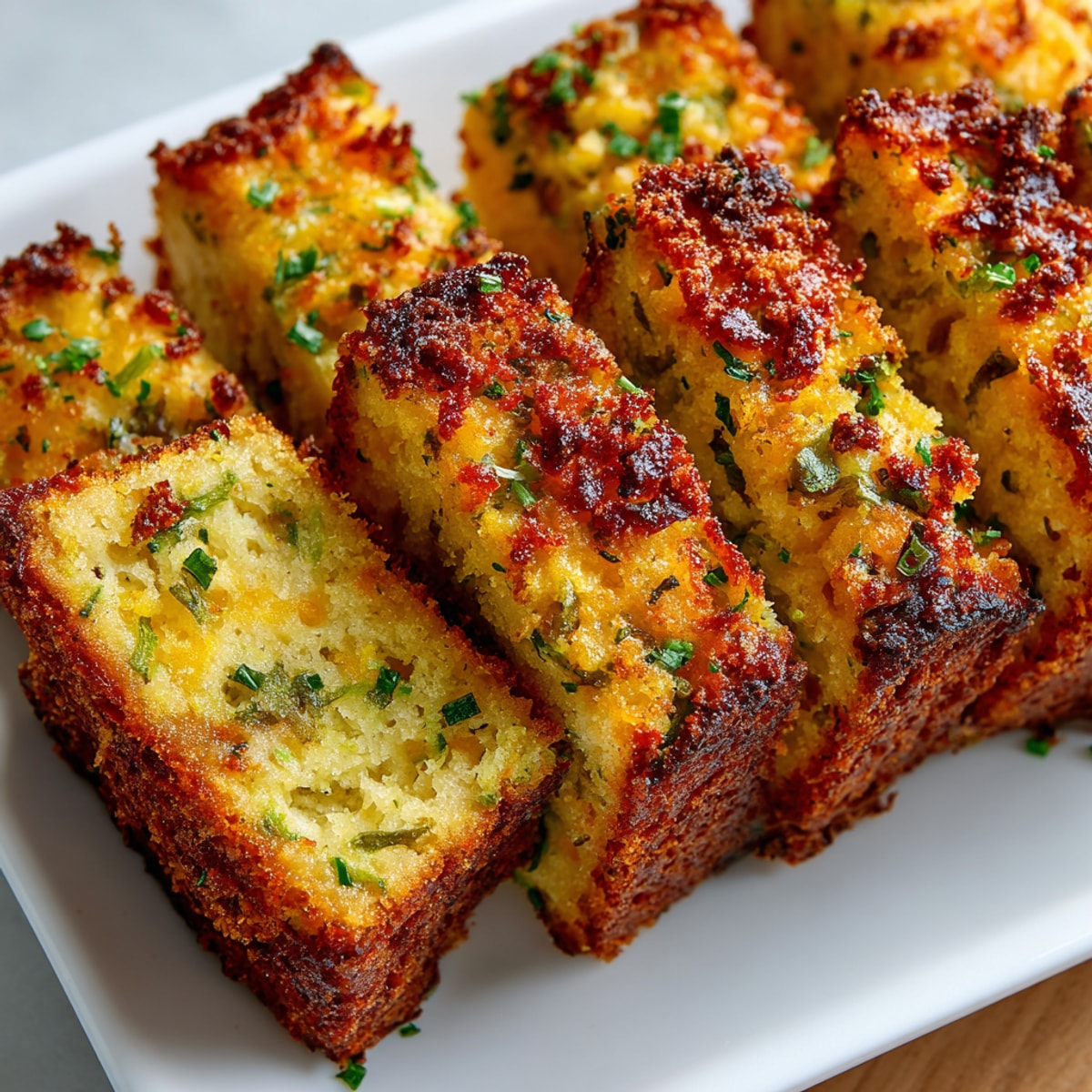 Golden-brown Pickle-Fix Jalapeño Cornbread Sticks with visible jalapeños and cheese, perfect baked texture.