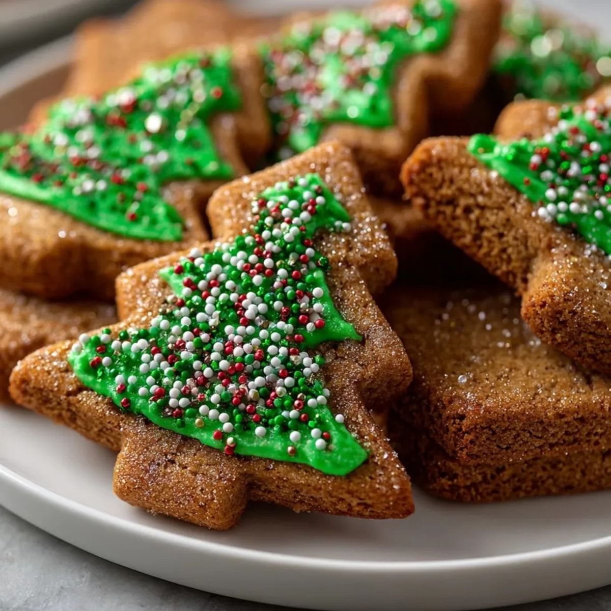 Golden-brown Brown Butter Snickerdoodle Christmas Trees dusted with cinnamon sugar await a sweet bite.
