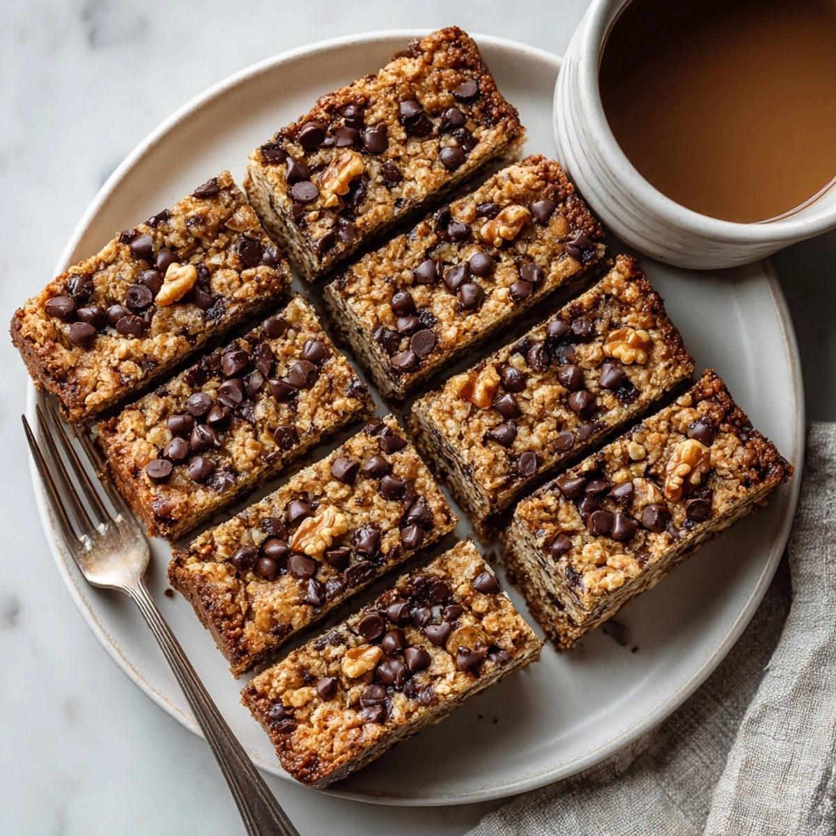 Homemade avocado chocolate chip energy bars feature golden edges and melty chocolate chips for a wholesome snack.