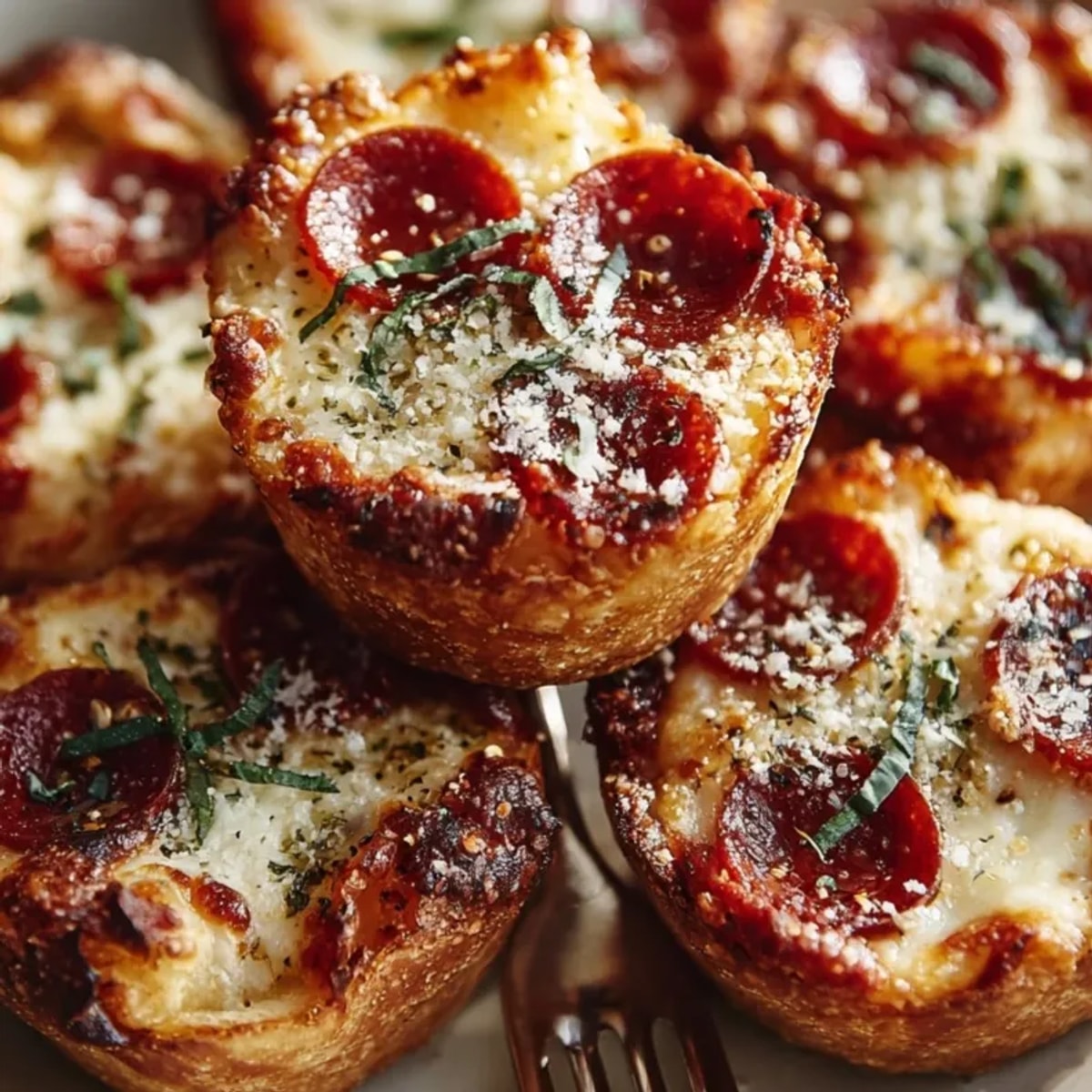 Golden Ghost Pepperoni Pizza Bites, bubbling cheese and spicy aroma, fresh from the oven.