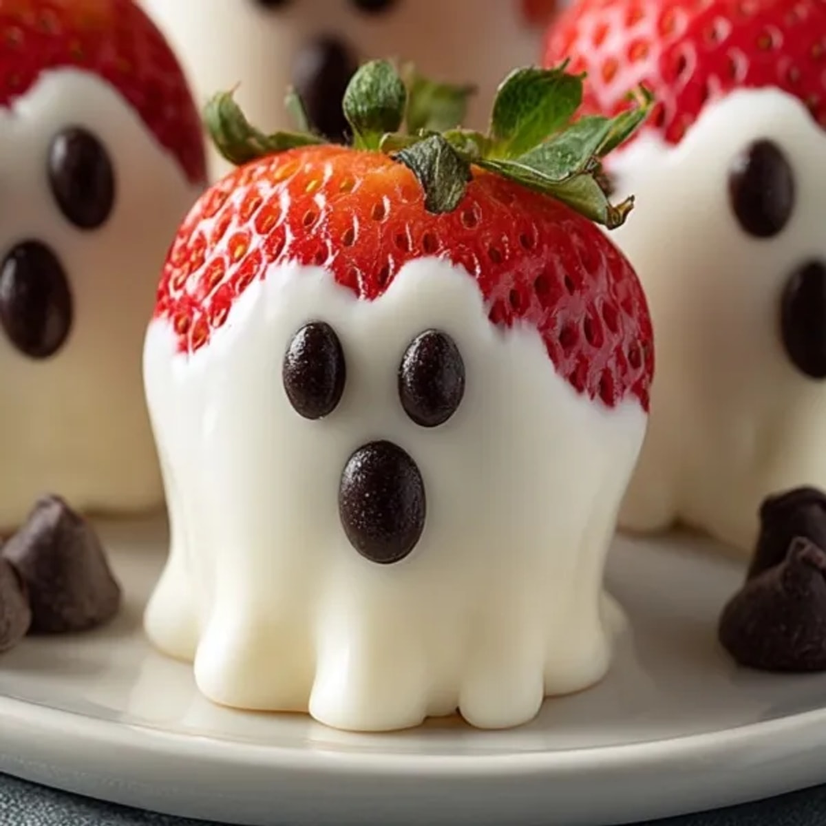 Creamy Yogurt-Covered Strawberry Ghosts: a no-bake kid-friendly recipe, cold and spooktacular.