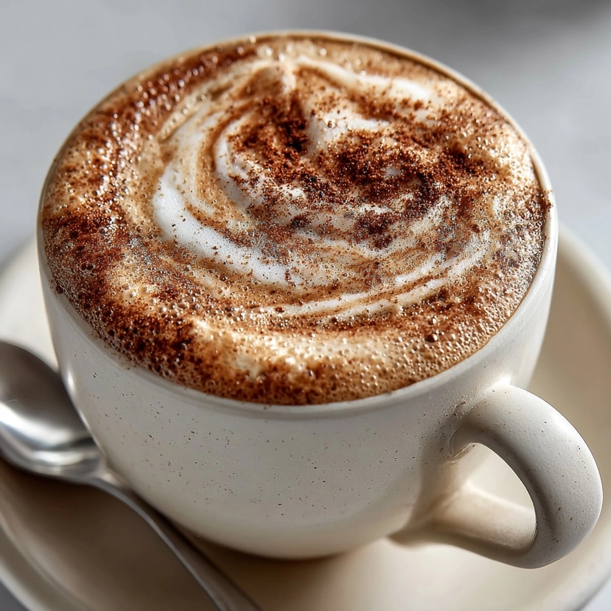 Warm Maple Chai Tea Latte steams invitingly, garnished with cinnamon and frothy milk.