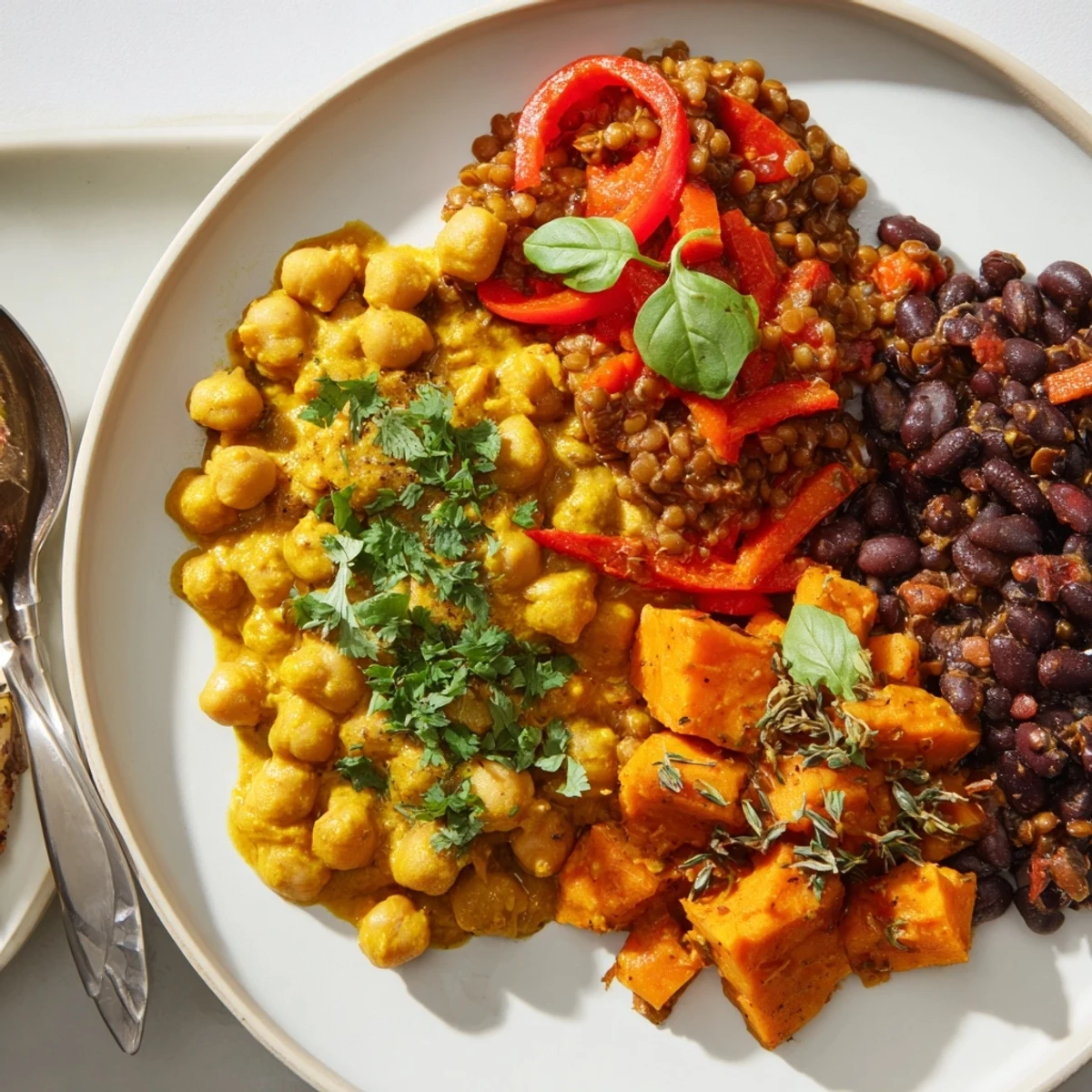 Vibrant Indian Chickpea Curry simmering in a skillet, garnished with fresh cilantro.  