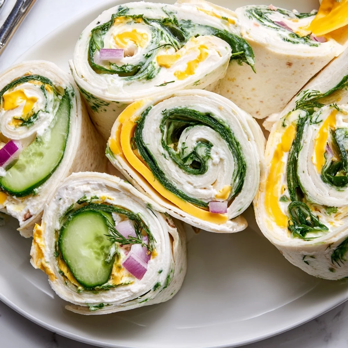 Delicious pickle-in-a-blanket snack, rolled with tortillas and served chilled for freshness.  