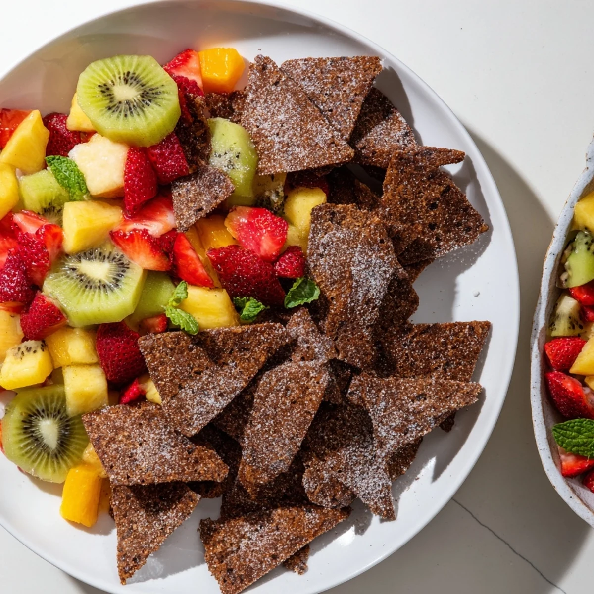 Sweet and crunchy Dessert Chips & Salsa, perfect for parties or tasty snacks.  