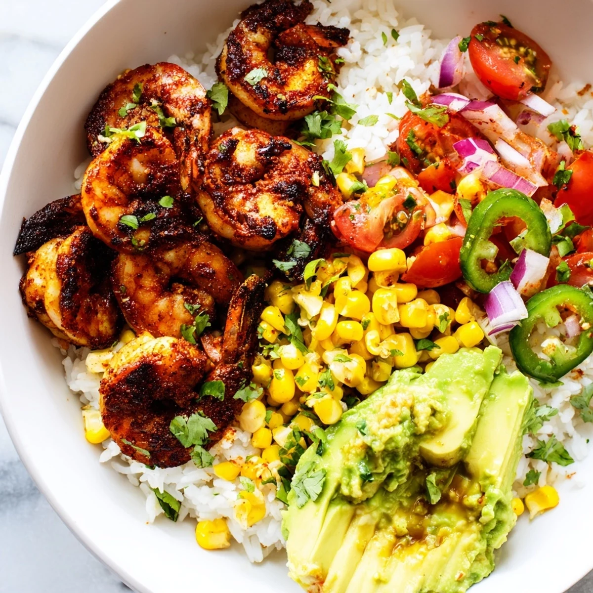 Imagine the fresh flavors of this Easy Grilled Shrimp Bowl, a summer salad with lime wedges and cilantro.
