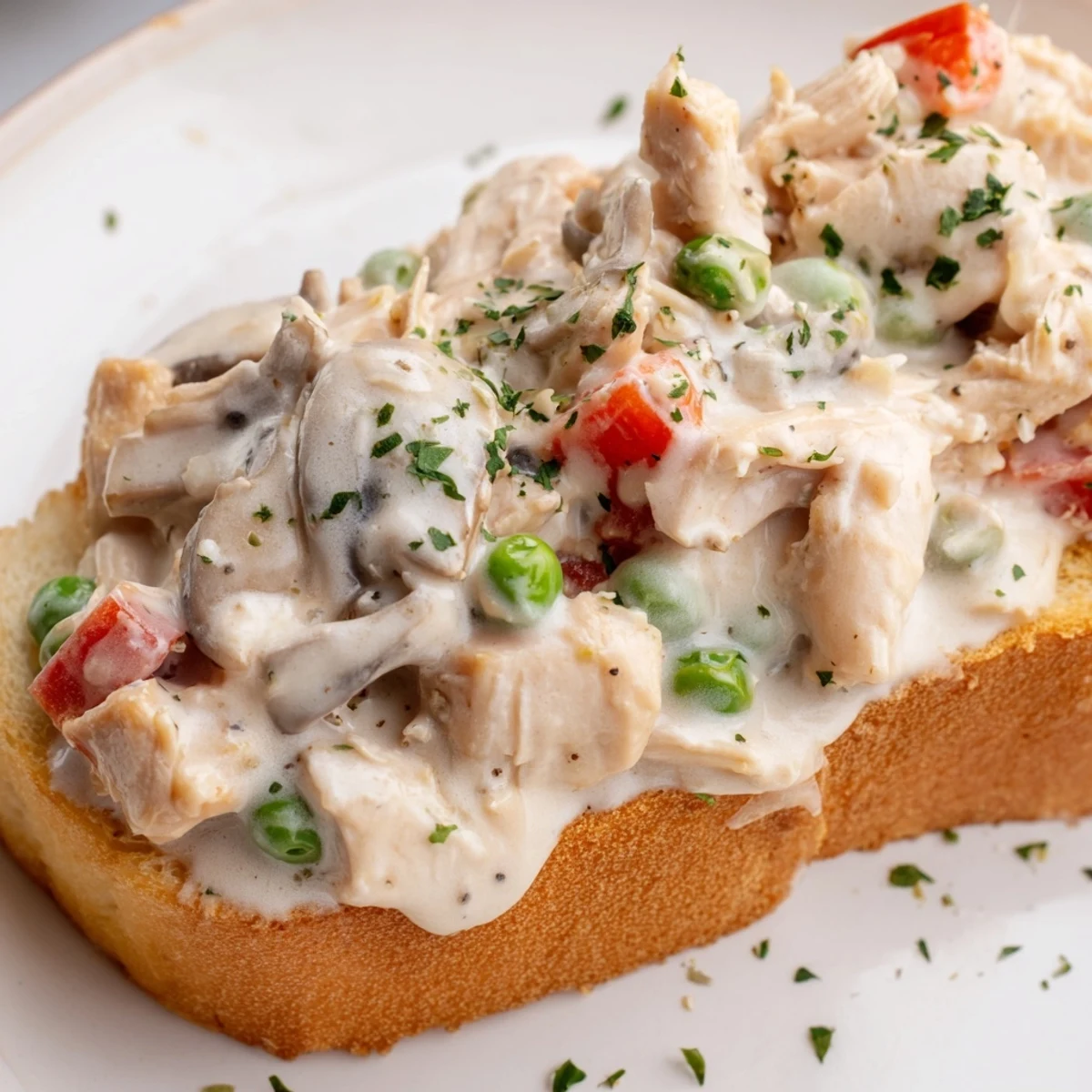 Chicken creamy mushrooms peas