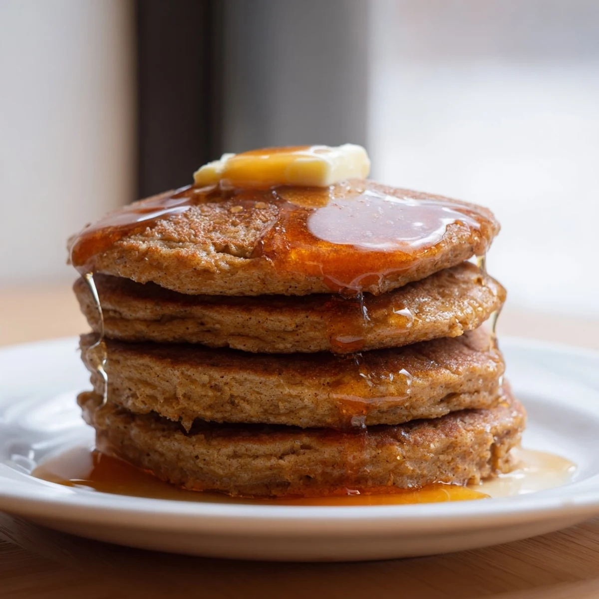 Warm stack of gingerbread pancakes, highlighting the fluffy texture and perfect for brunch.