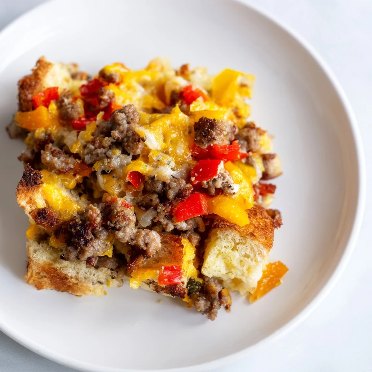 Hearty Lightning-Fast Breakfast Sausage Casserole bubbling in a baking dish, promising a delicious, easy breakfast!