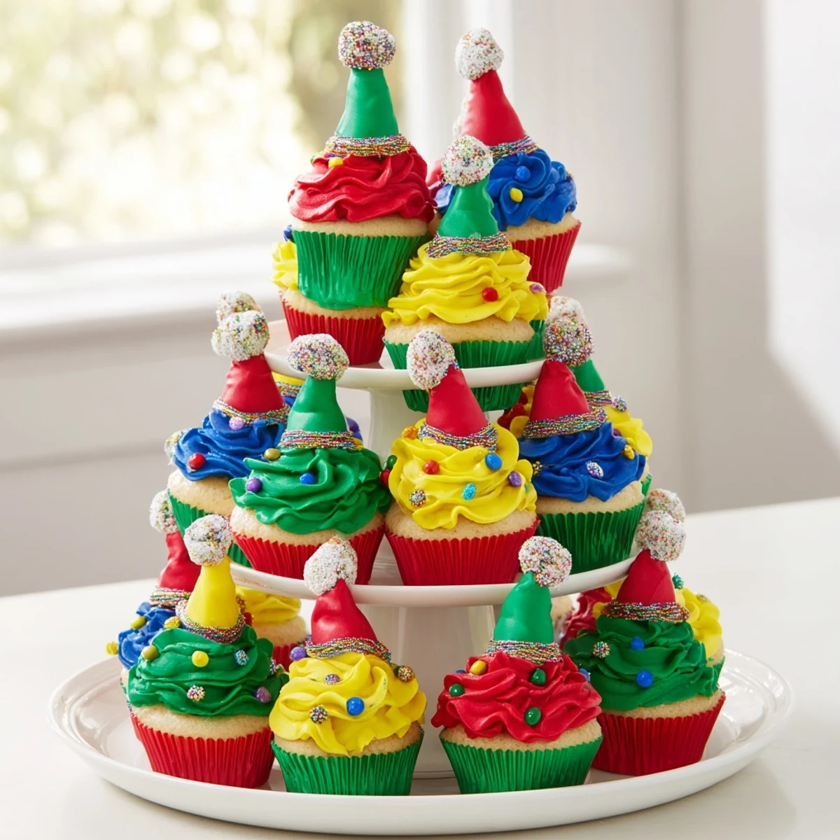 Elf Hat Cupcake Tower