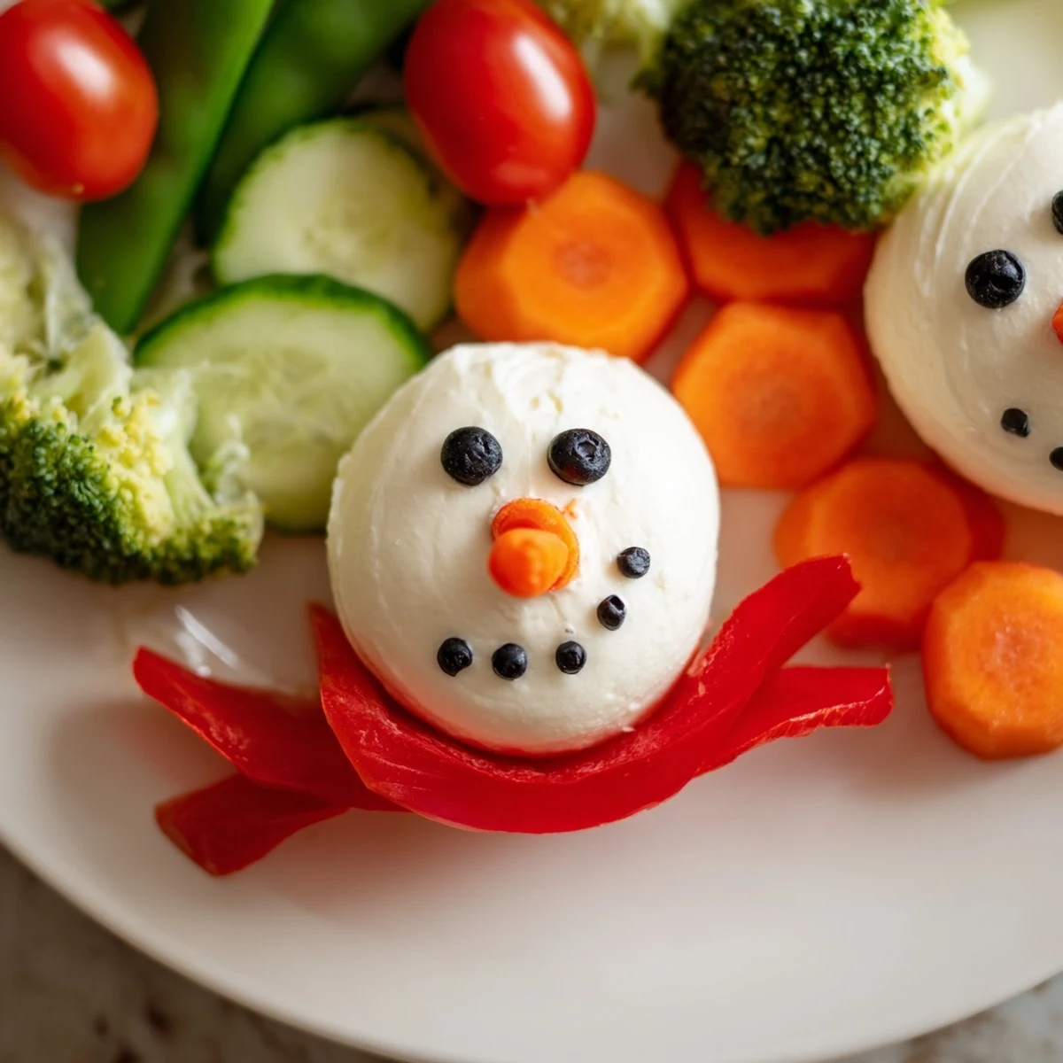 Snowman Veggie Dip Platter
