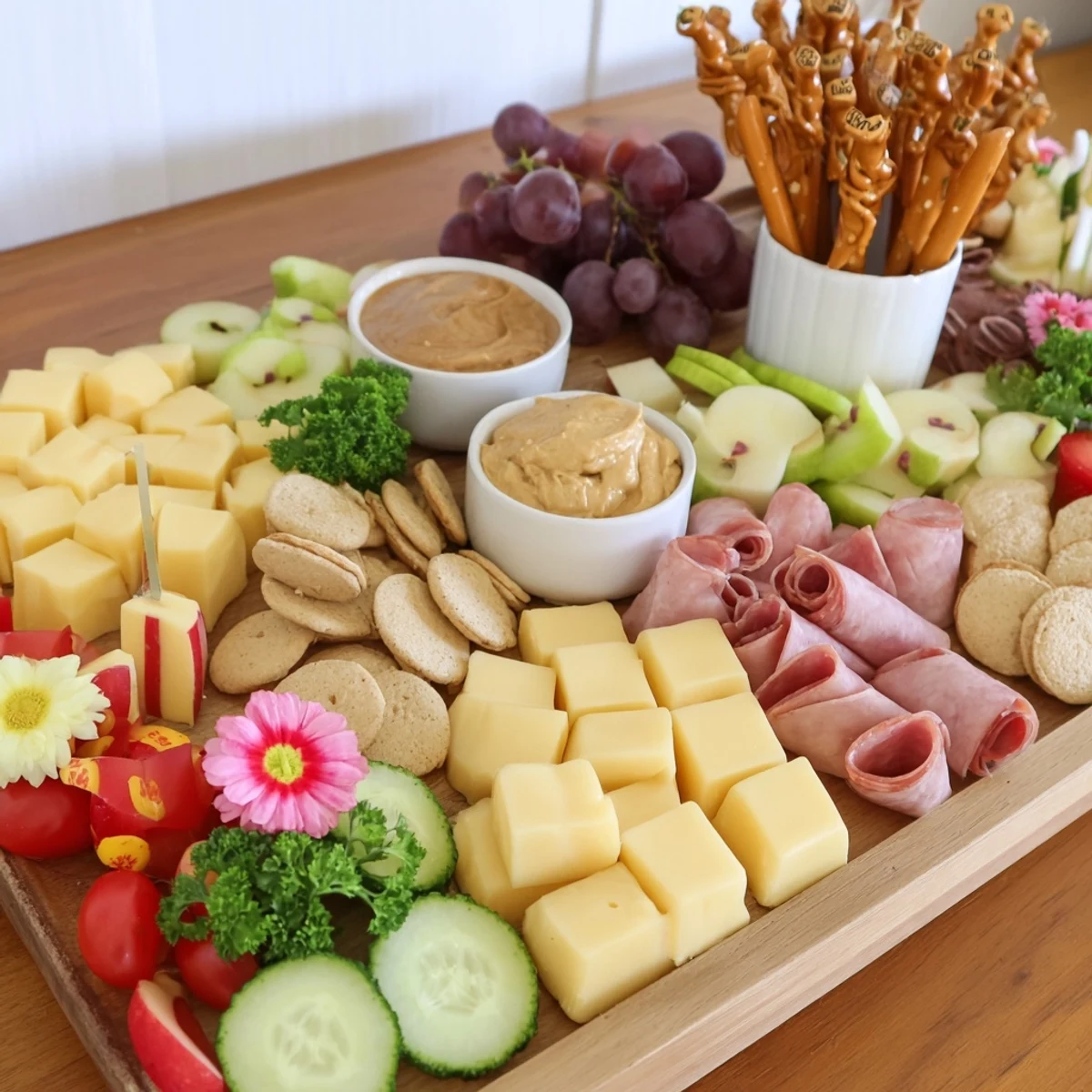 This Gallop & Graze Horse Charcuterie features a colorful arrangement of snacks perfect for any party.