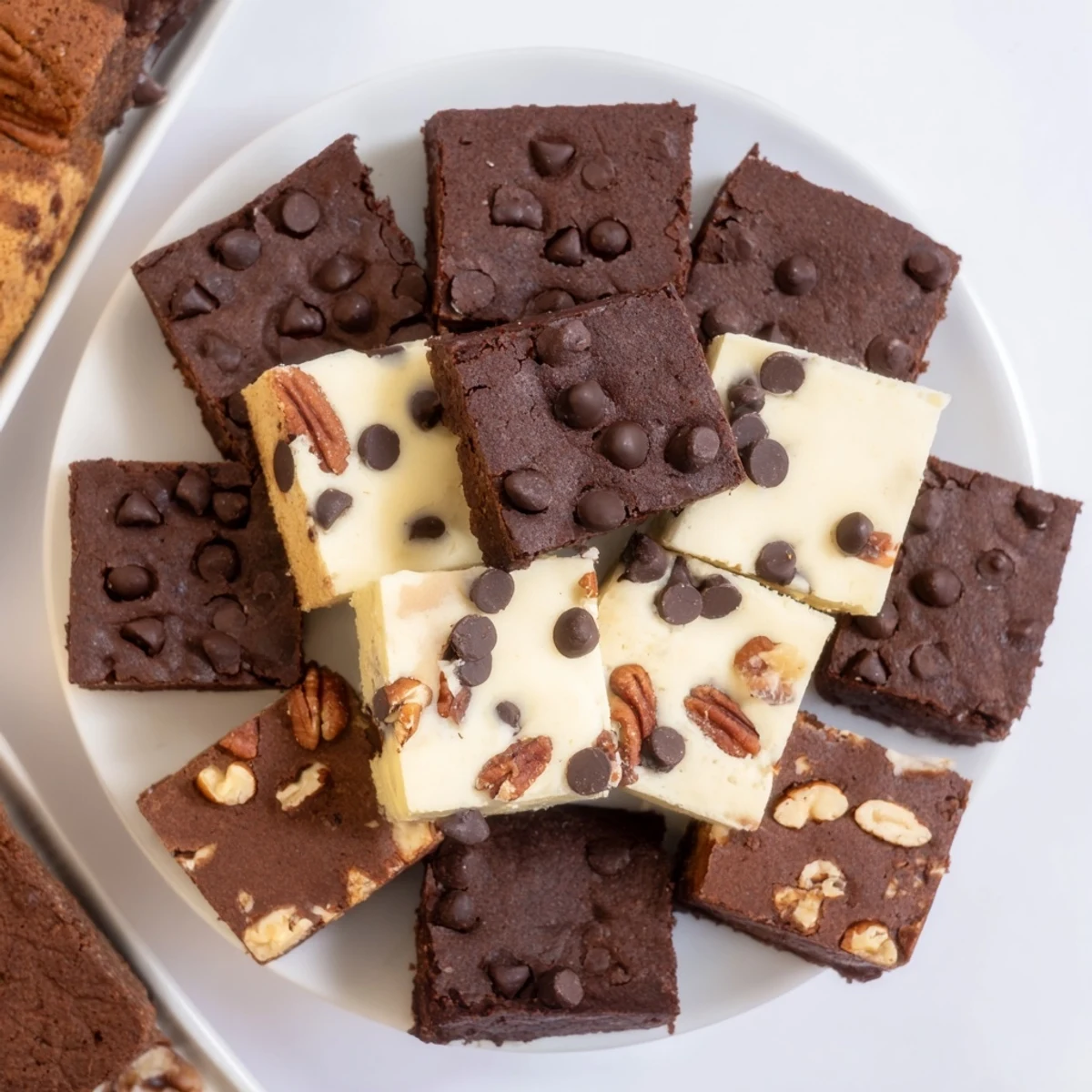 Delectable Dessert Platter showing a tempting mix of brownies and blondies, perfect for any sweet craving.