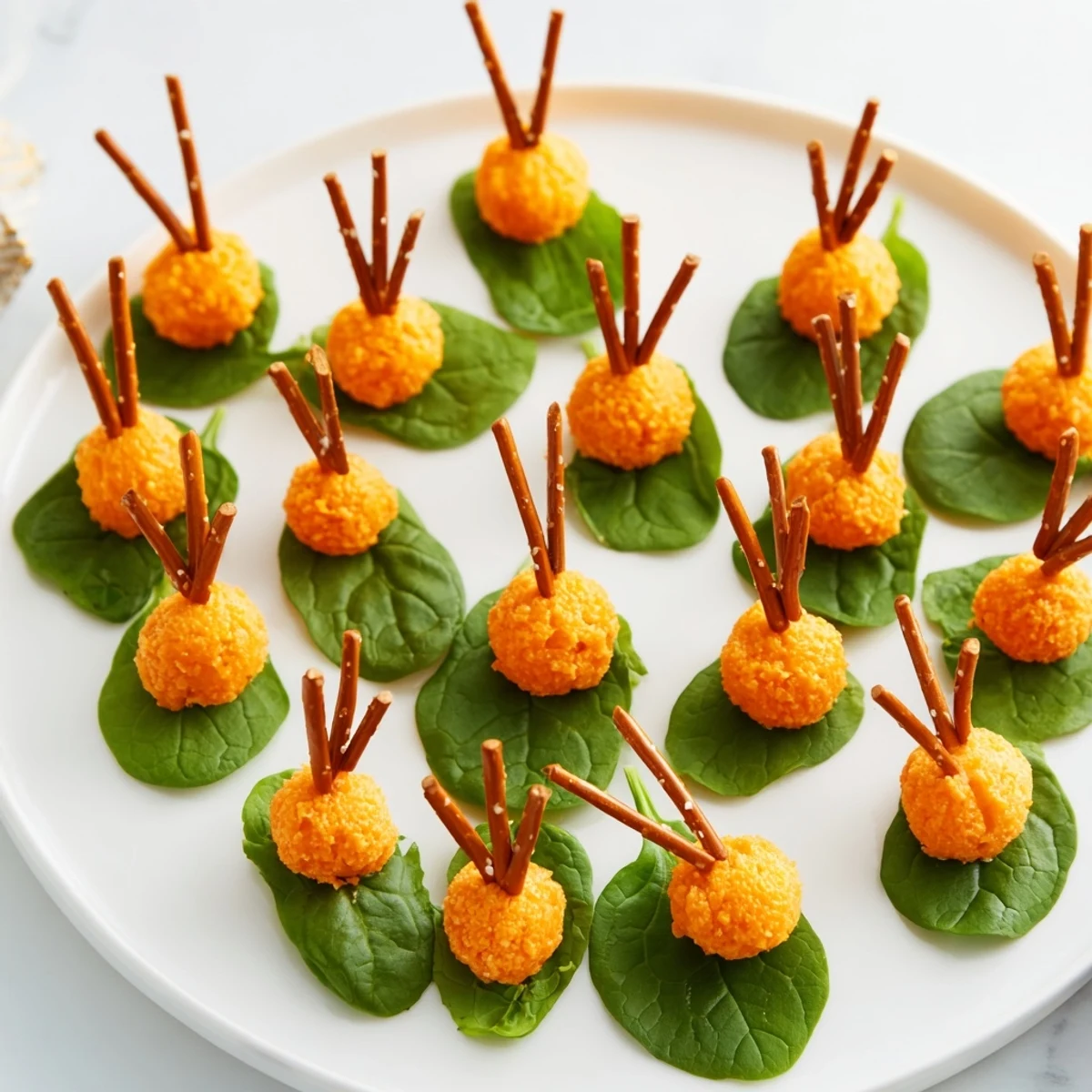 A delightful overhead view of the Pumpkin Patch Grid, featuring vibrant orange cheese ball pumpkins.