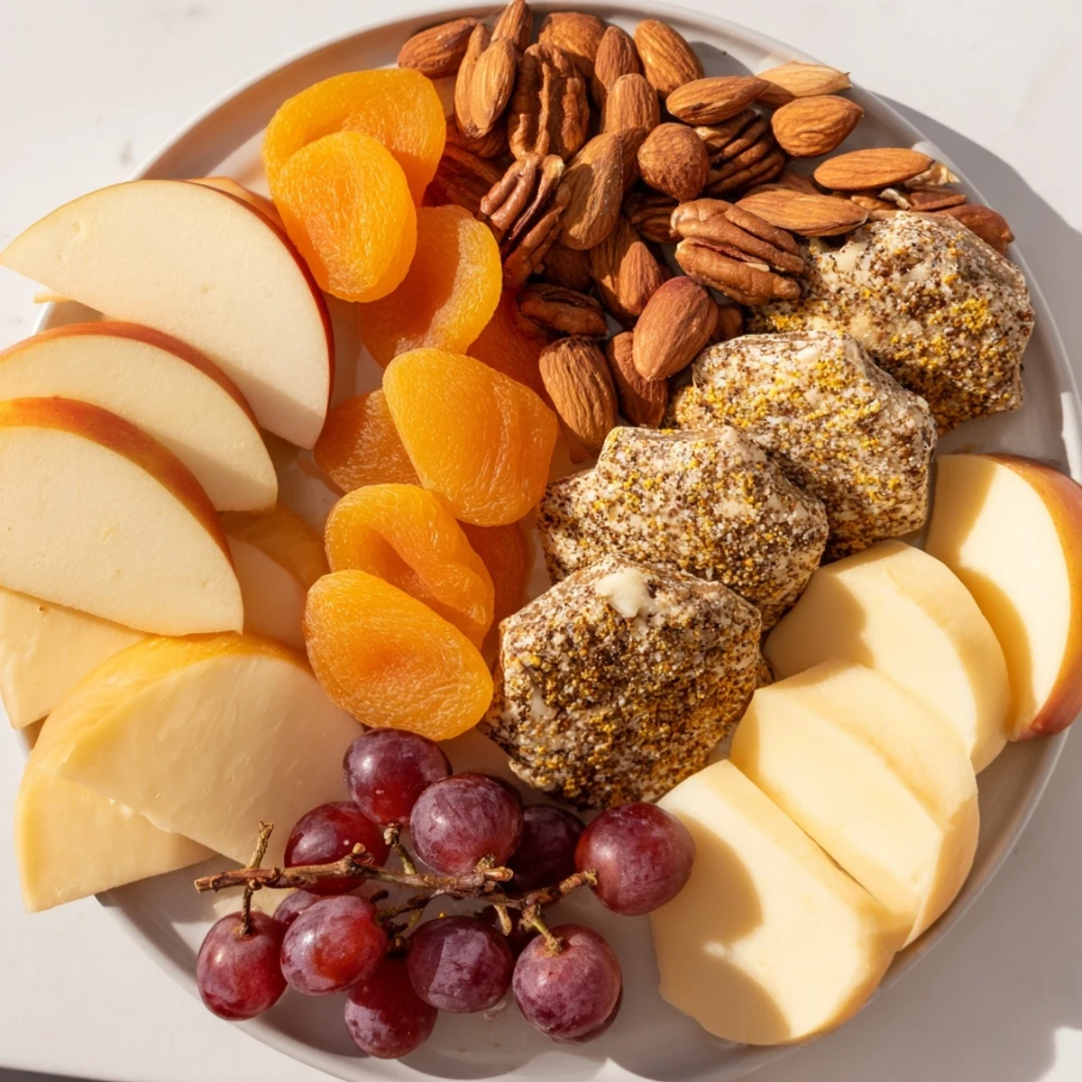 This visually appealing The Gilded Acorn board features acorn-shaped cheeses, nuts, and glistening edible gold.