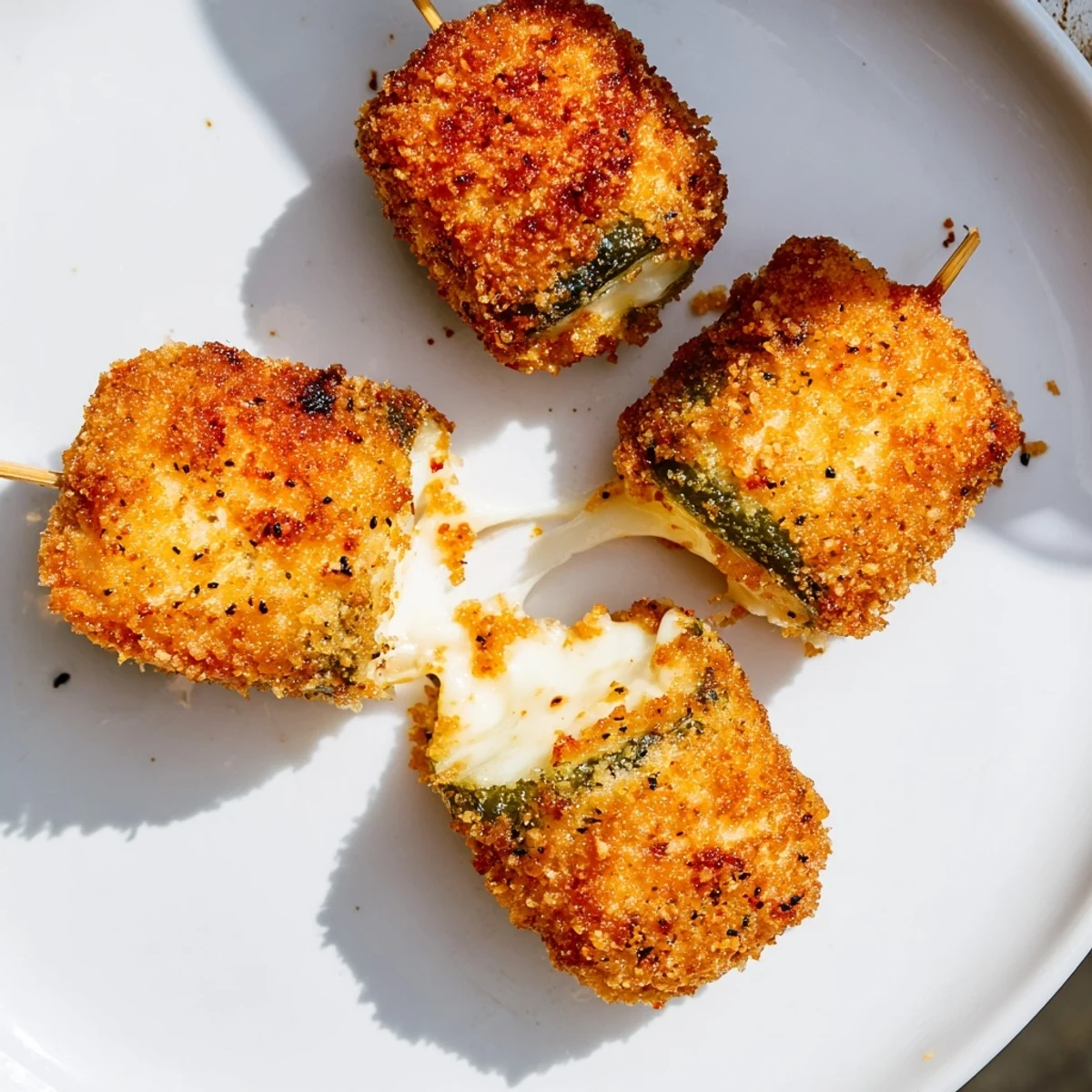 Golden brown Crispy Chickle Bites, cheesy and savory, ready to be dipped and enjoyed.