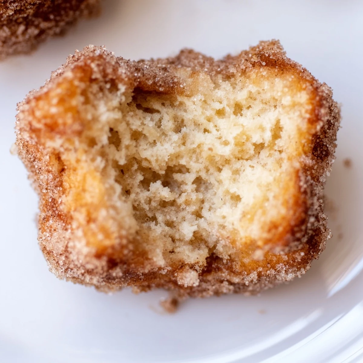 View of a plate piled high with warm, delicious air fryer cinnamon donuts, perfect for dessert.