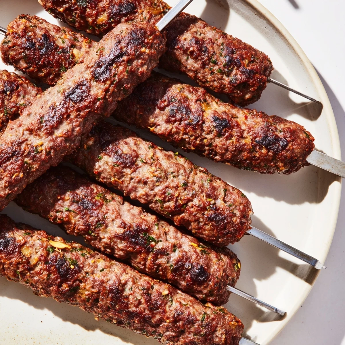 Smoky grilled Iraqi Kebab Tikka skewers, vividly presented, offering authentic Middle Eastern flavors.