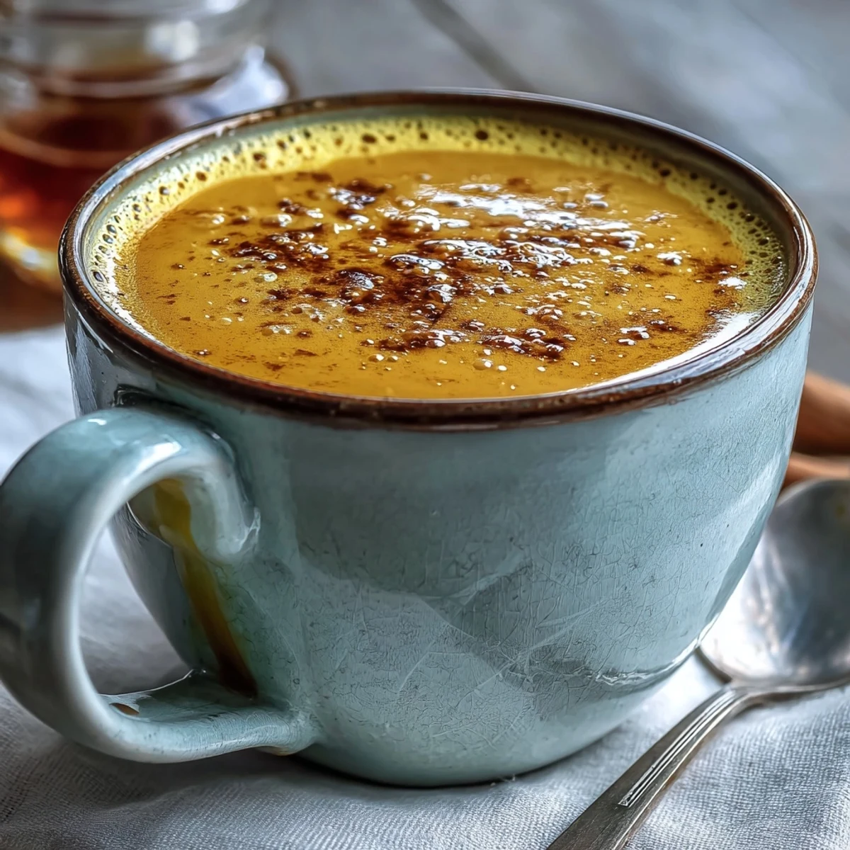 Creamy Turmeric Ginger Golden Milk in a mug, warm and inviting.