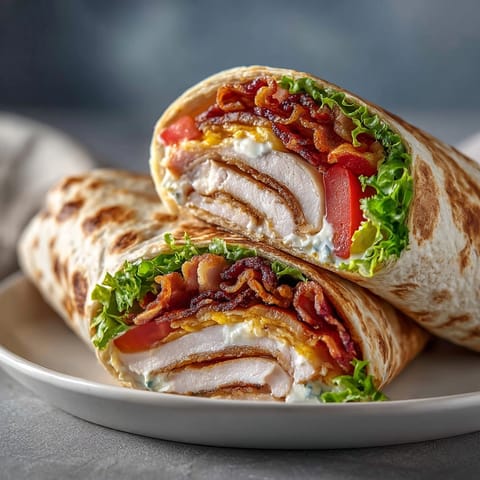 Tangy Pickle Juice Brined Turkey Club wraps, featuring juicy turkey and crispy bacon, ready to eat.