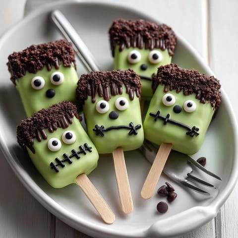 Easy Frankenstein Marshmallow Pops recipe creates spooky, kid-friendly Halloween treats, ready to enjoy.