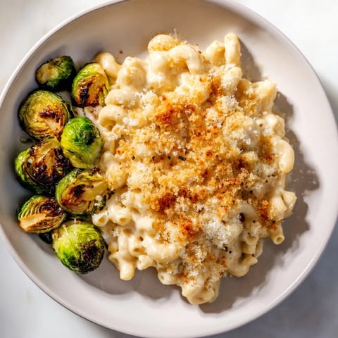 A close-up of a deliciously creamy sheet pan mac and cheese, perfectly baked and cheesy.