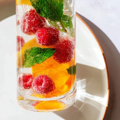 Sparkling Juice with Raspberries