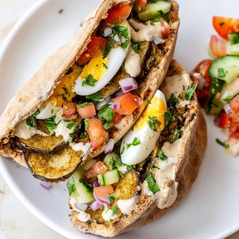 Israeli Sabich vegetarian meal