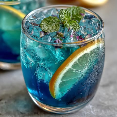 Refreshing Butterfly Pea Flower Lemonade, made with fresh citrus and deep blue, color-changing tea.