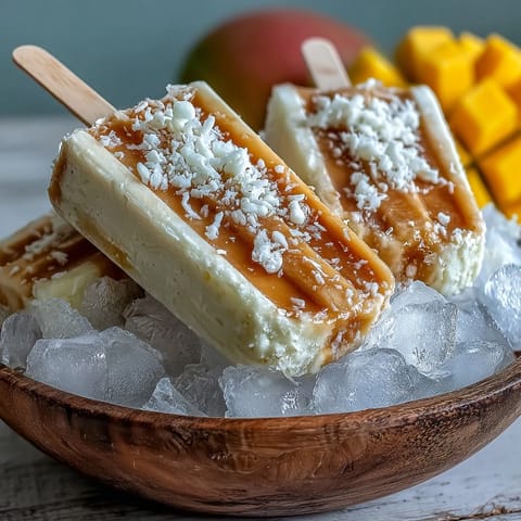 Creamy vegan mango coconut popsicles, a vibrant tropical treat, perfect for hot summer days.