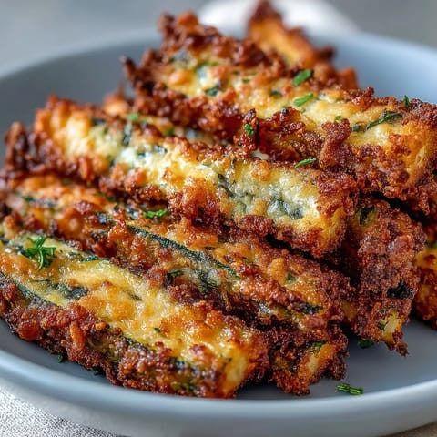 Delicious Crispy Parmesan Zucchini Fries, hot and coated with savory flavor.