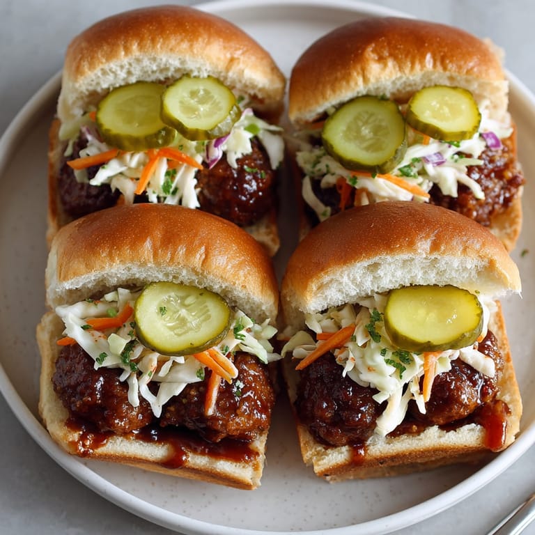 Golden, toasted slider buns brimming with Rebel Float Cola BBQ Meatball Sliders—a game day favorite.