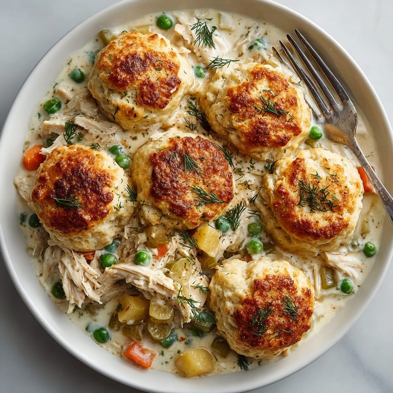 Imagine the savory scent of Pickle-Fix Chicken Pot Pie Skillet, with its golden dill biscuit crust.