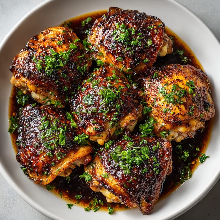 Vibrant image: Juicy bone-in chicken thighs, glazed in Rebel Float Cola, sizzle in a skillet with a glossy finish.