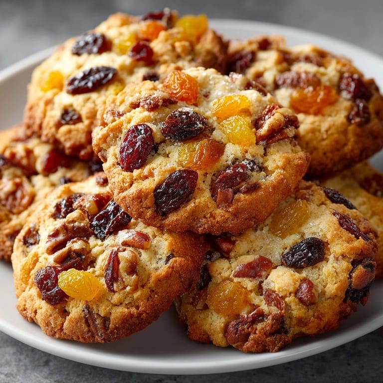 Homemade, rustic Spiced Holiday Fruitcake Cookies, ready to serve during cozy holiday gatherings.