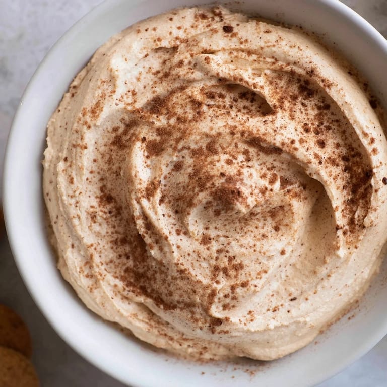 Delightful spiced pumpkin coffee whip dip served with fresh apple slices.  