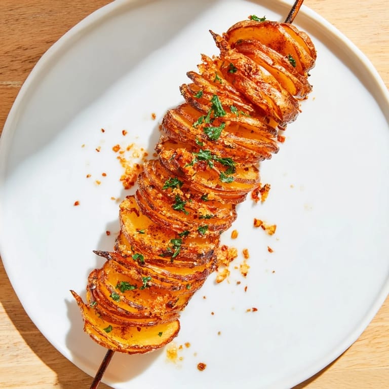 Deliciously seasoned Air-Fryer Tornado Potatoes, perfect for dipping in aioli or ketchup.