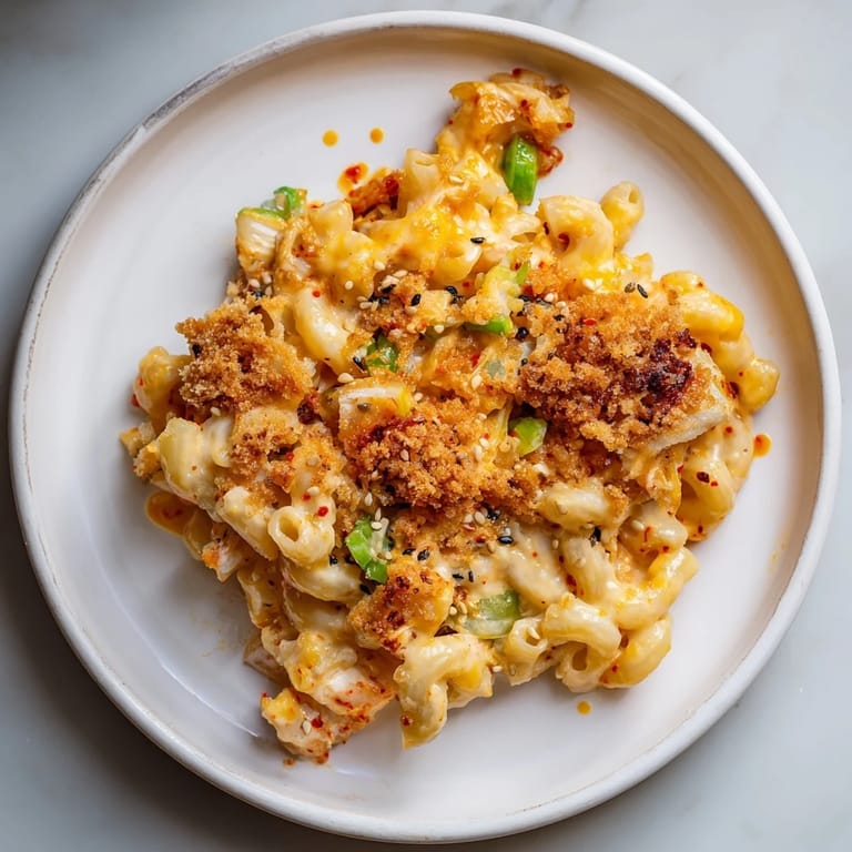 Spicy Kimchi Mac and Cheese Fusion