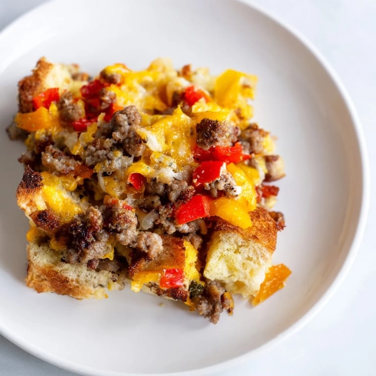 Hearty Lightning-Fast Breakfast Sausage Casserole bubbling in a baking dish, promising a delicious, easy breakfast!