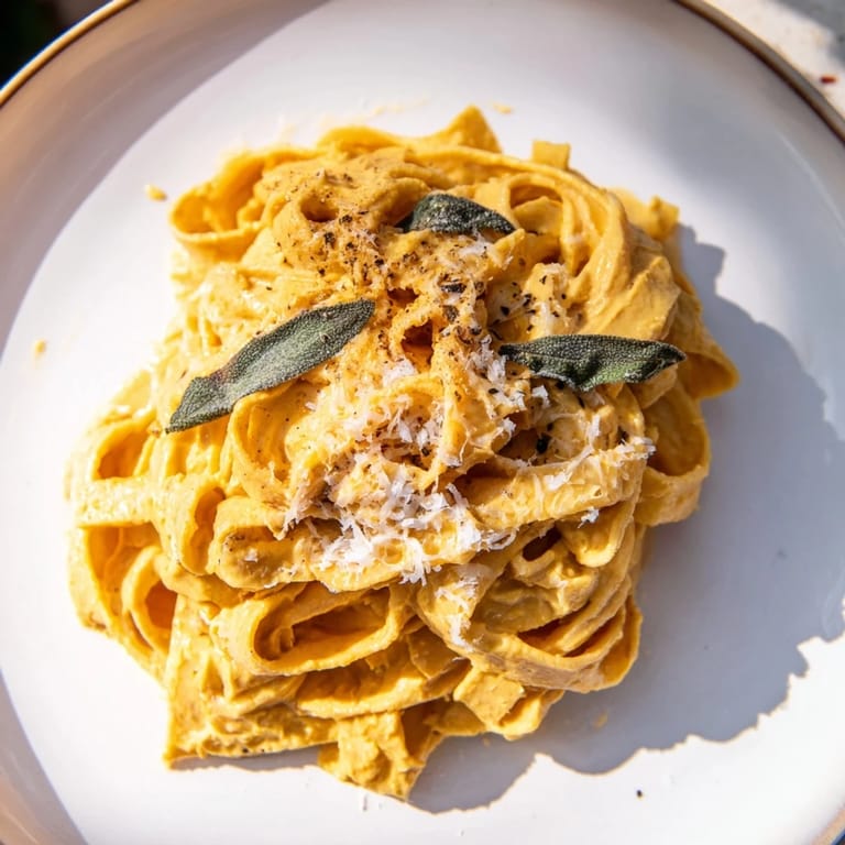 Imagine bowls of this Healthy Creamy Pumpkin Sage Holiday Pasta with parmesan cheese, ready for a delicious dinner.