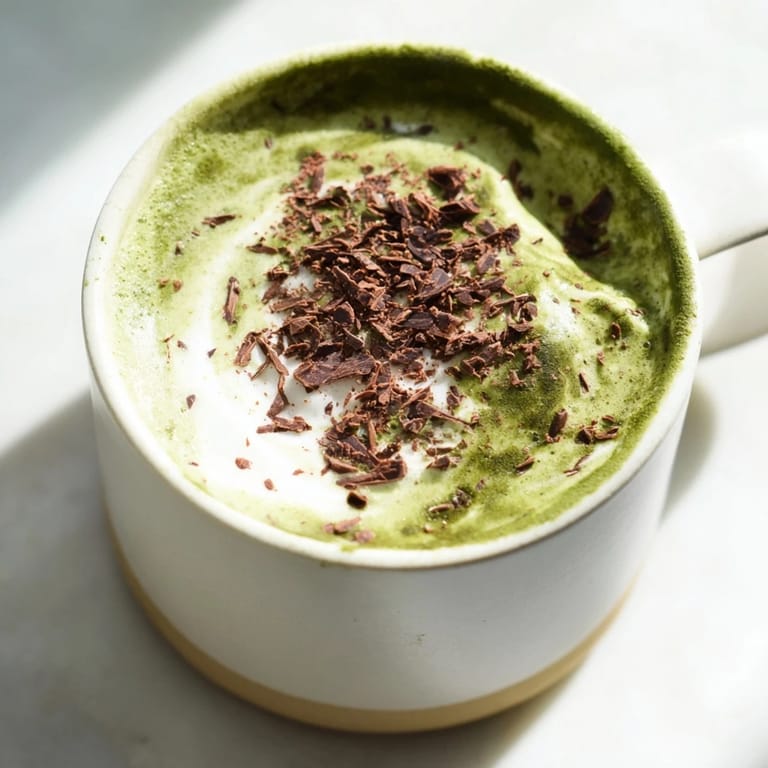 Enjoy the refreshing, blended flavors of a creamy Collagen Peppermint Mocha Matcha Latte in your hands.