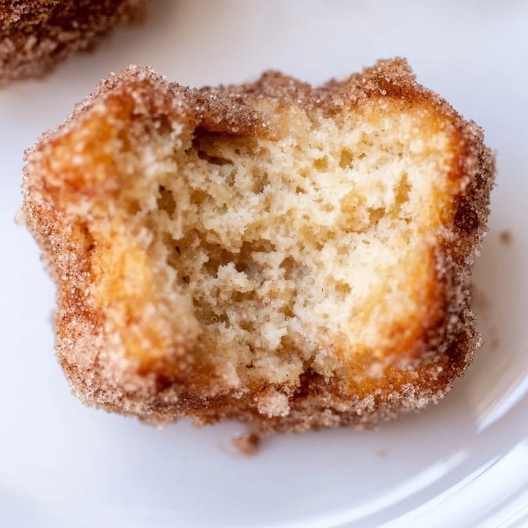 View of a plate piled high with warm, delicious air fryer cinnamon donuts, perfect for dessert.