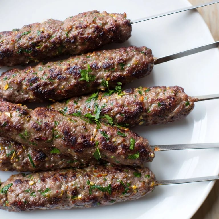 Deliciously spiced Iraqi Kebab Tikka, ready to serve with flatbreads, offering a taste of Iraqi cuisine.