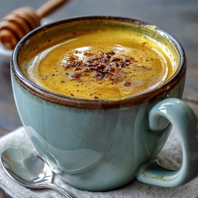 Peaceful mug of turmeric and ginger golden milk, ready to sip.