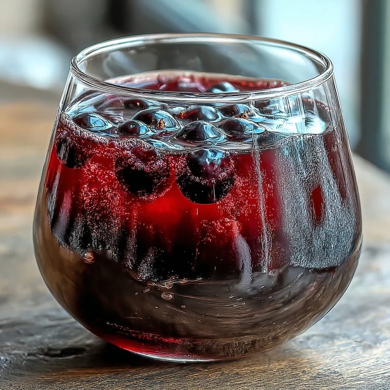Fresh blackcurrants and a cinnamon stick infuse the dark rum in this clear jar of Black Currant Rum Liqueur.