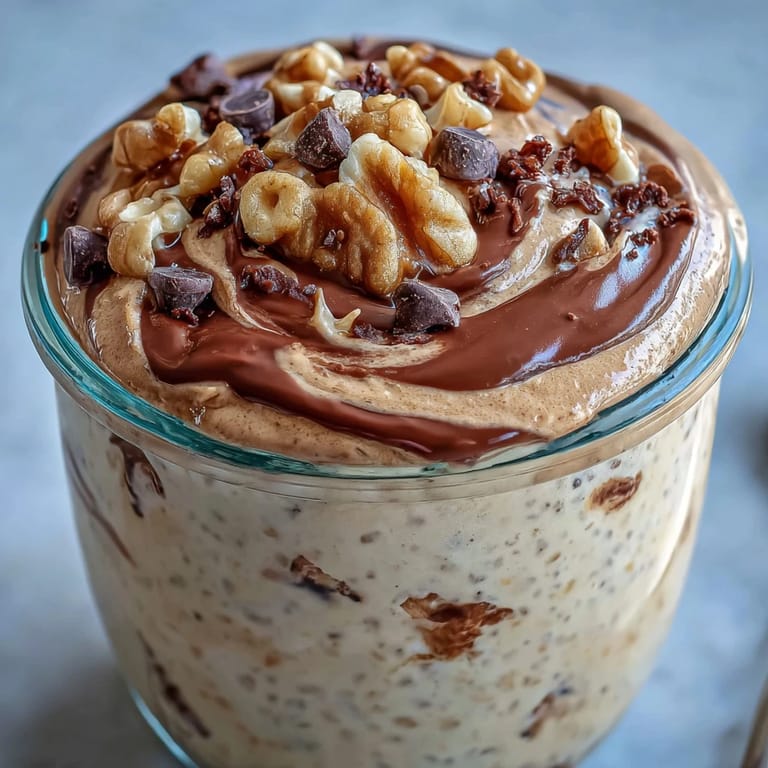Healthy Chunky Monkey Protein Overnight Oats prepared in mason jars, ready to eat chilled with creamy Greek yogurt and cocoa.