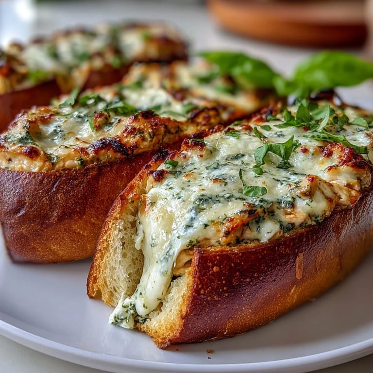Steam rises from the golden-brown crust in a rustic kitchen setting.